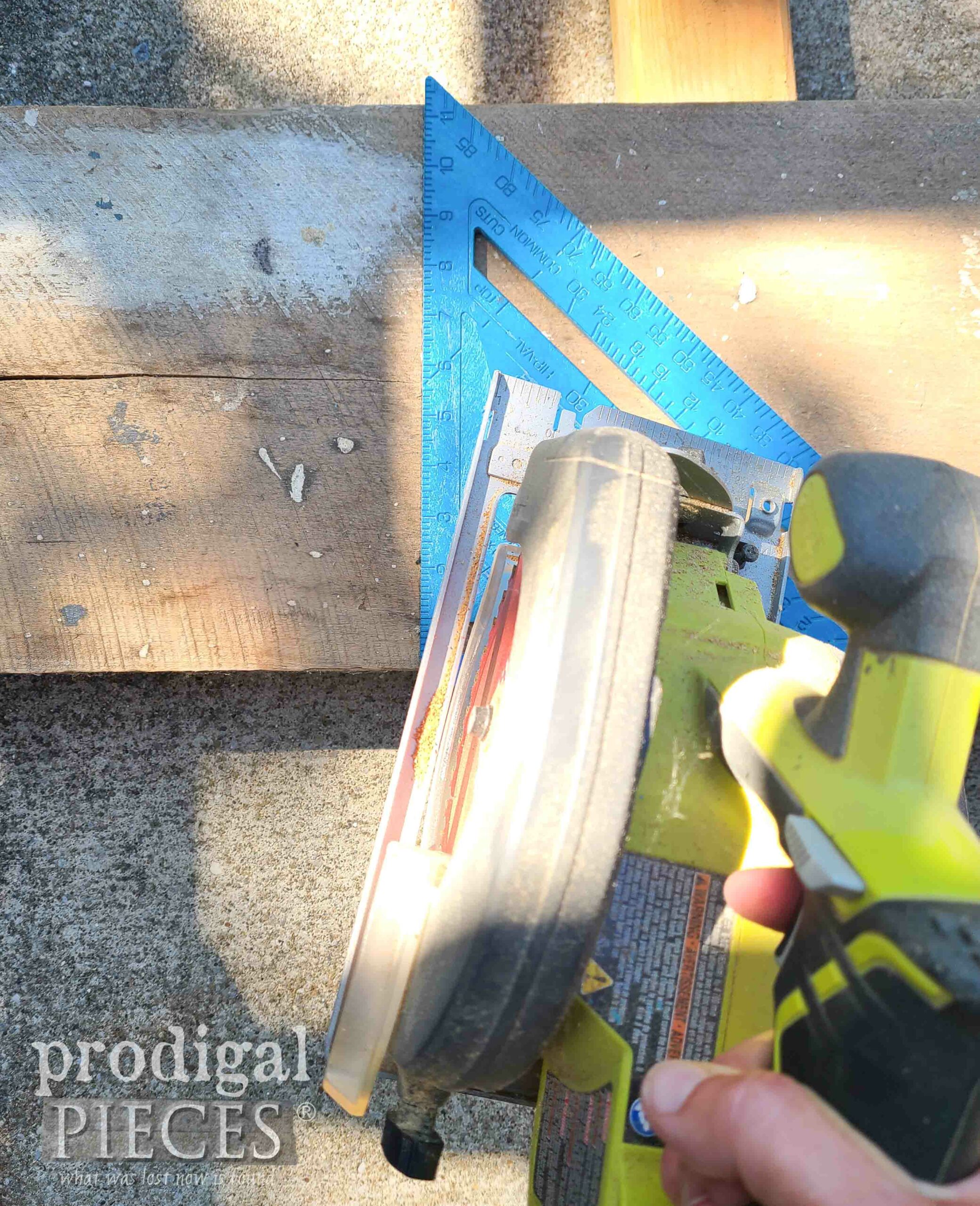 Cutting Reclaimed Board with Circular Saw | prodigalpieces.com #prodigalpieces