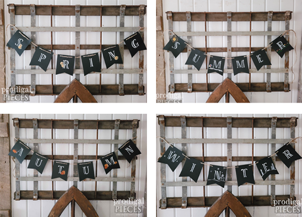 DIY Bunting to Celebrate each Season on Salvaged Art by Larissa of Prodigal Pieces | prodigalpieces.com #prodigalpieces