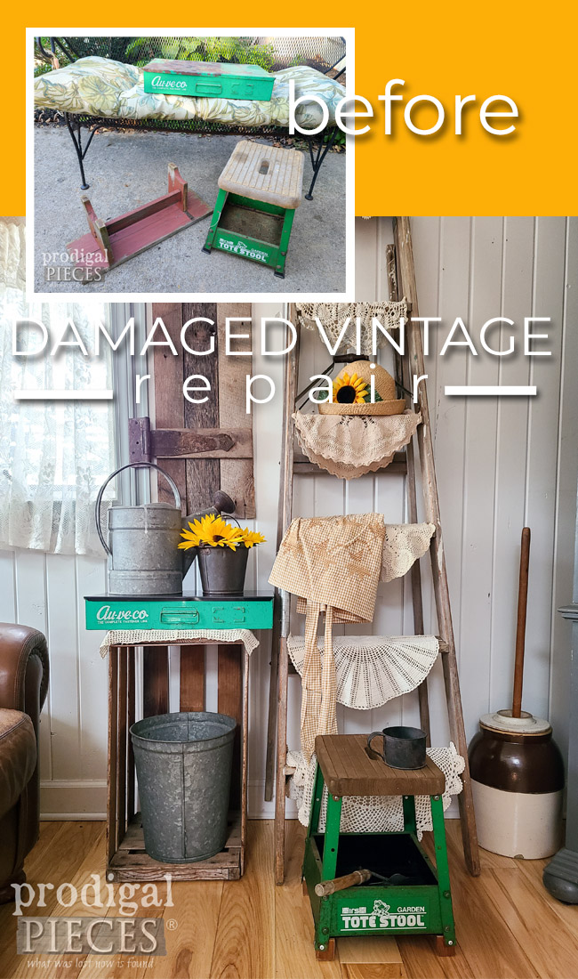 Grab those flea market freebies and take on damaged vintage repair by Larissa of Prodigal Pieces | prodigalpieces.com #prodigalpieces