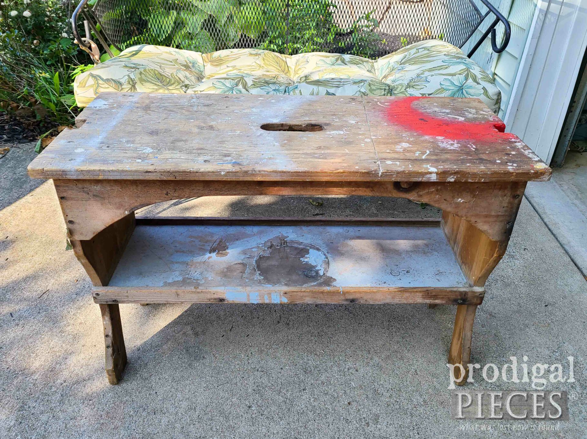 Rustic Bench Before Makeover | prodigalpieces.com #prodigalpieces