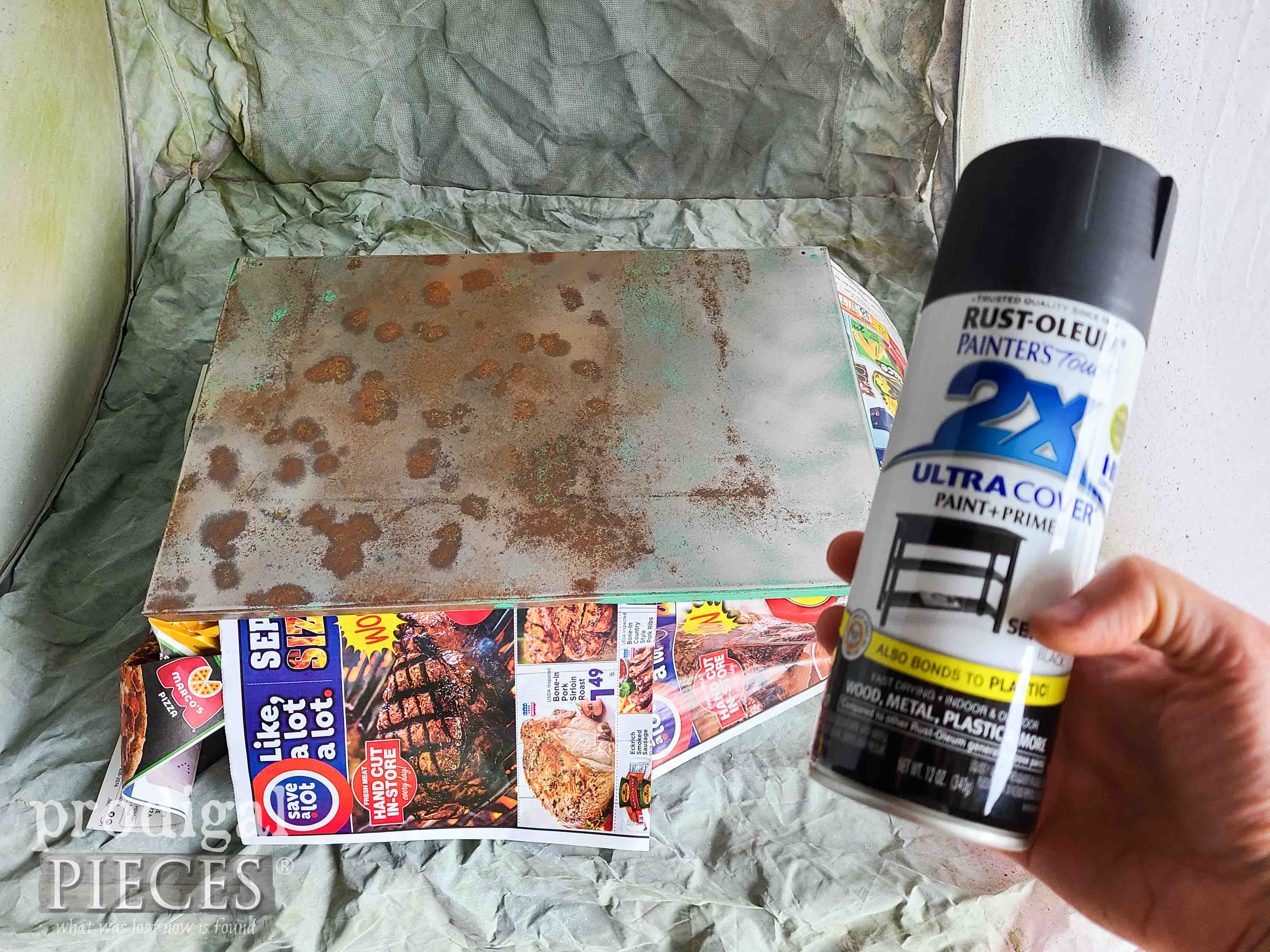 Spray Painting Hardware Box | prodigalpieces.com #prodigalpieces