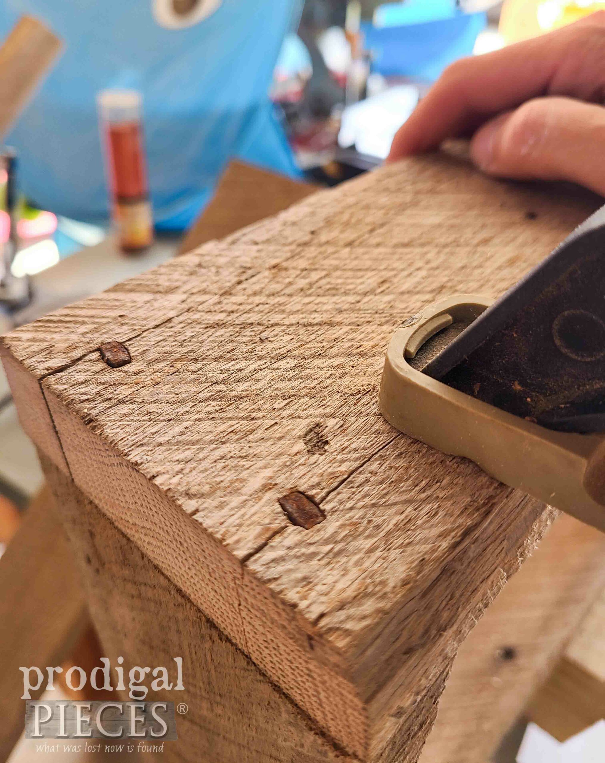 Square Masonry Nails Rusted for DIY Reclaimed Wood Tote | prodigalpieces.com #prodigalpieces