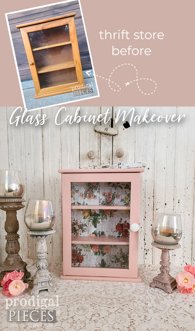 Check out this DIY glass cabinet makeover from blah to beautiful! See more by Larissa of Prodigal Pieces | prodigalpieces.com #prodigalpieces