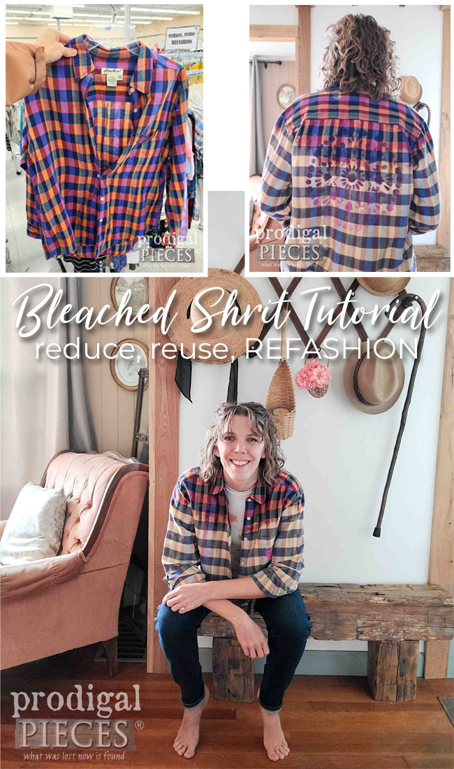 FUN!! Take that old, damaged, or thrifted shirt and use this bleached shirt tutorial to create your very own boutique shirt | by Larissa of Prodigal Pieces | prodigalpieces.com #prodigalpieces