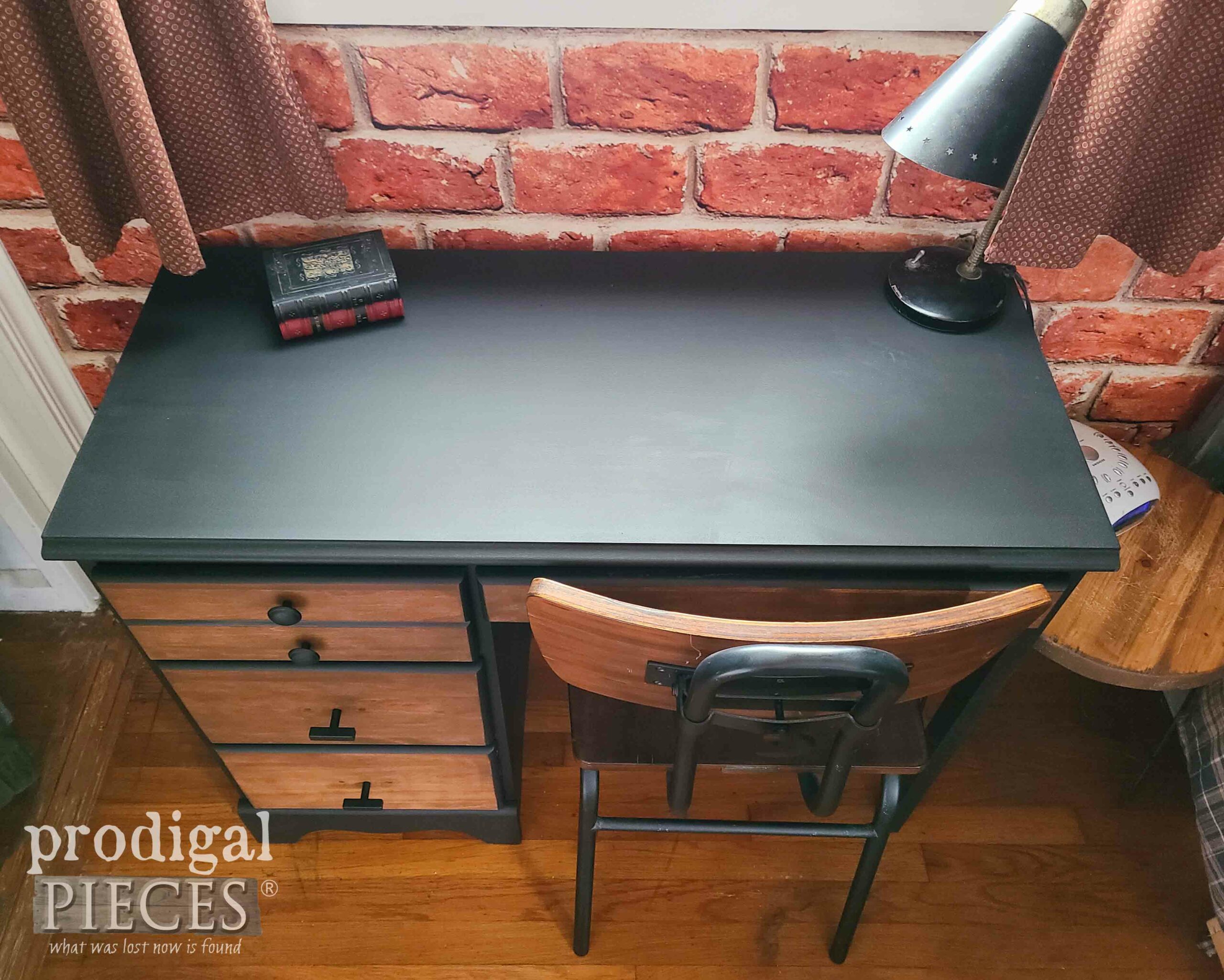 Top View of Industrial Style Desk Makeover by Larissa of Prodigal Pieces | prodigalpieces.com #prodigalpieces