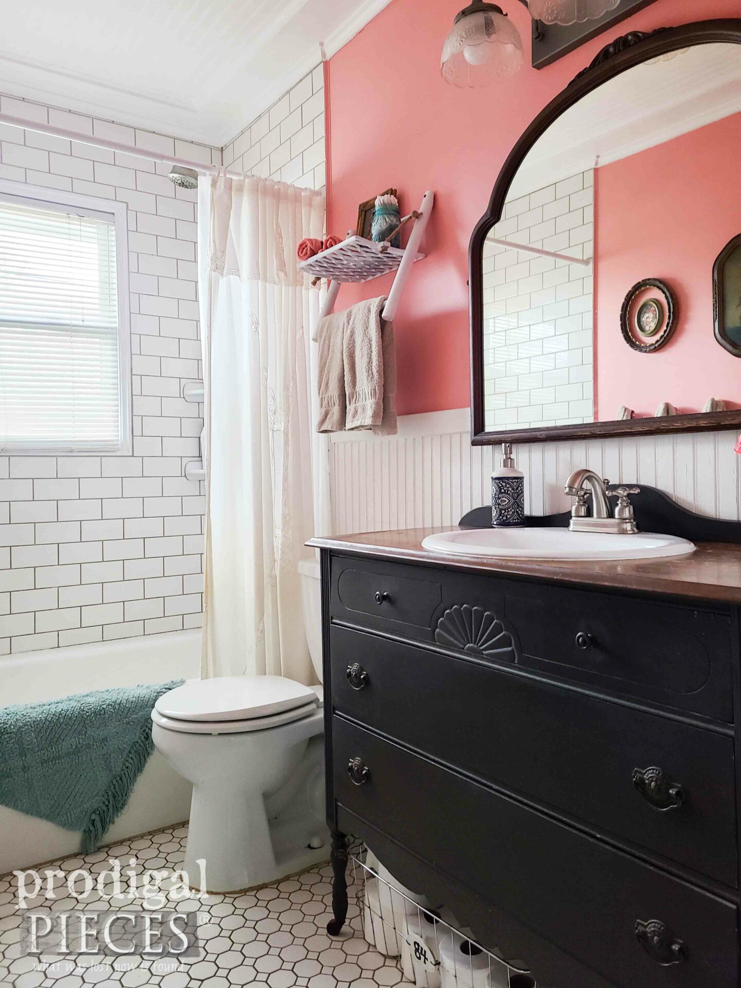 DIY Vintage Bathroom Makeover with Blush Color by Larissa of Prodigal Pieces | prodigalpieces.com #prodigalpieces