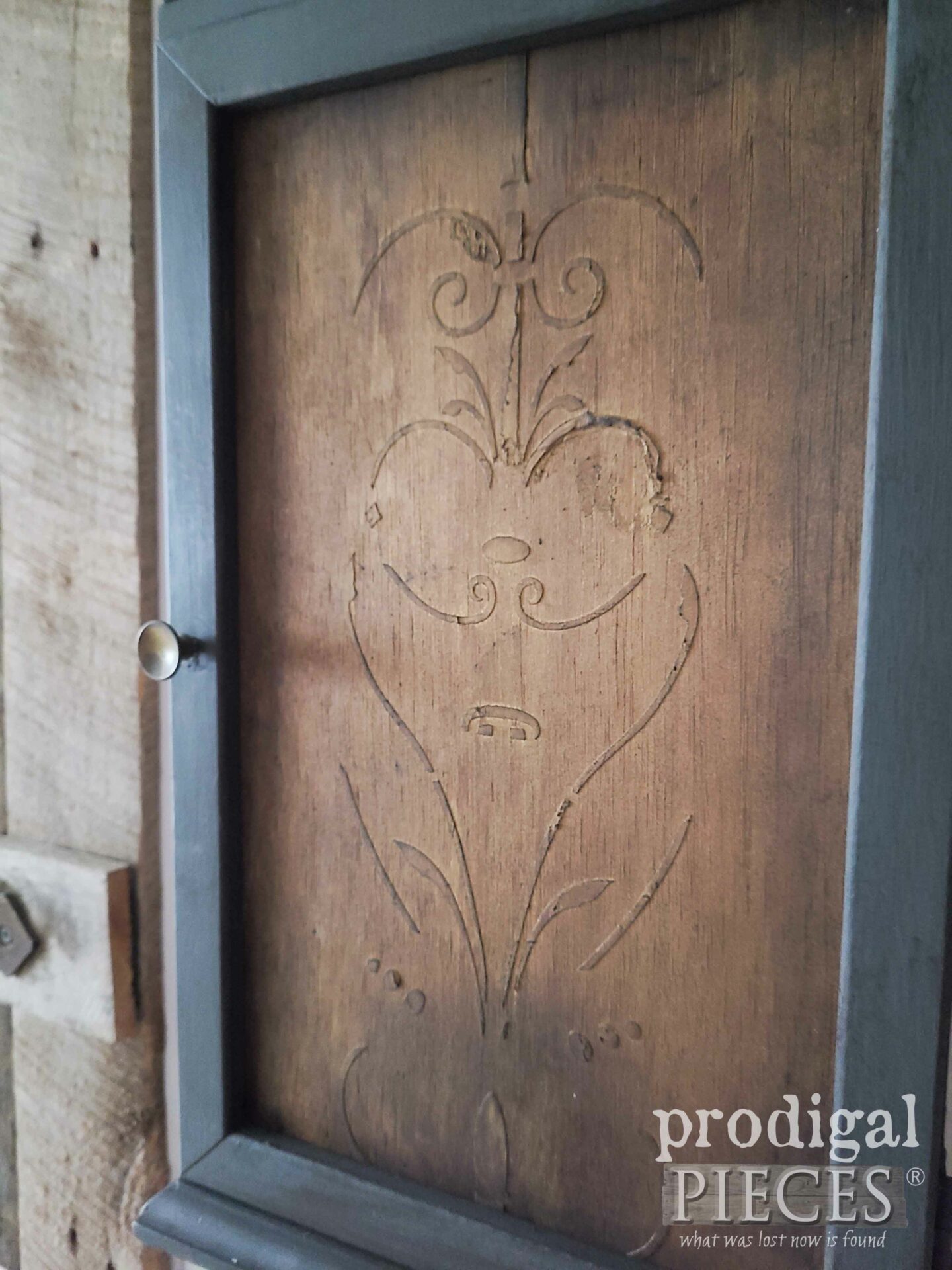 Embossed Copper Panel on Apothecary Cabinet by Larissa of Prodigal Pieces | prodigalpieces.com #prodigalpieces