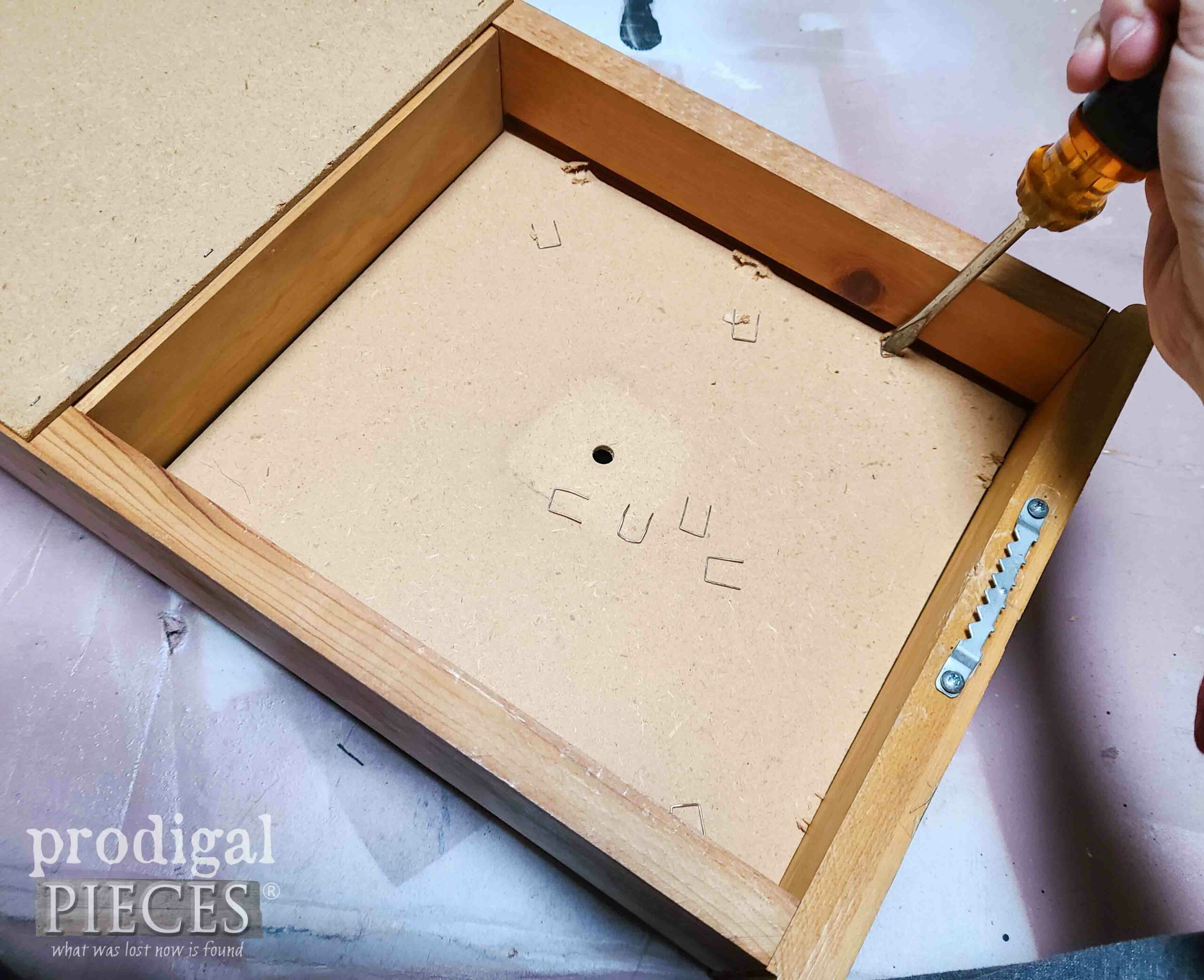 Removing Repurposed Clock Face | prodigalpieces.com #prodigalpieces