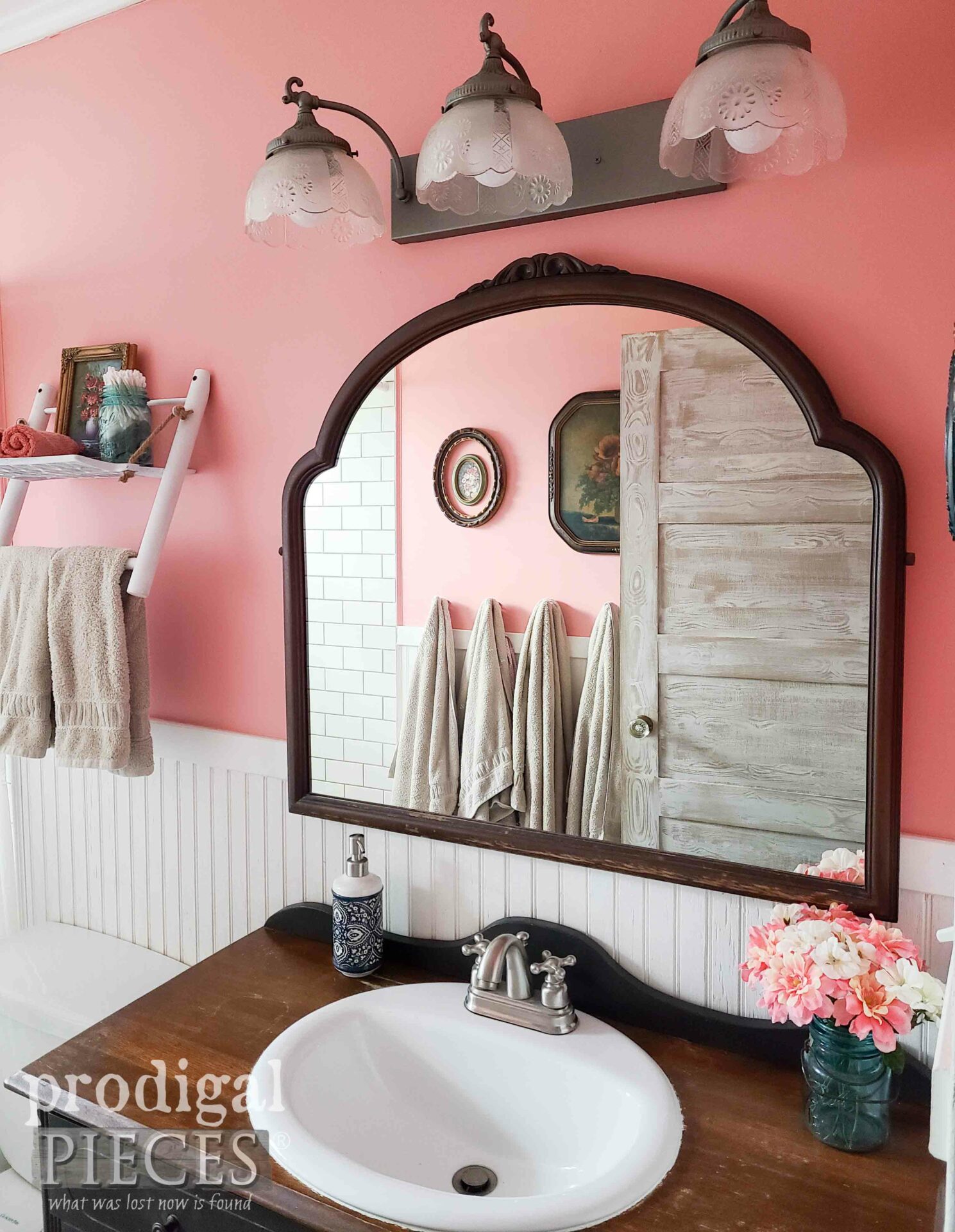 Vintage Style Bathroom Makeover in Blush by Larissa of Prodigal Pieces | prodigalpieces.com #prodigalpieces