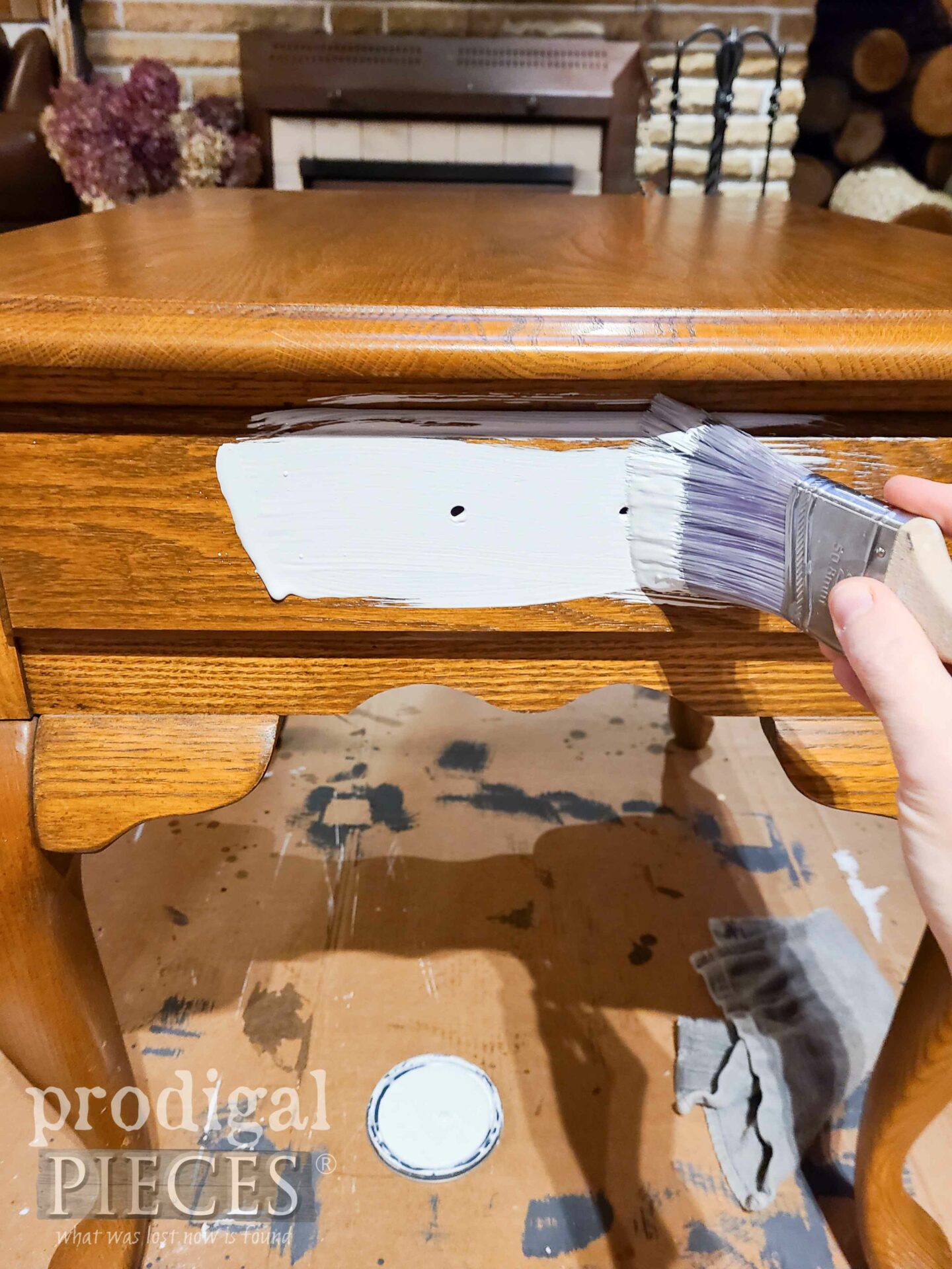 Base Paint of White Milk Paint for Queen Anne Side Table | prodigalpieces.com #prodigalpieces