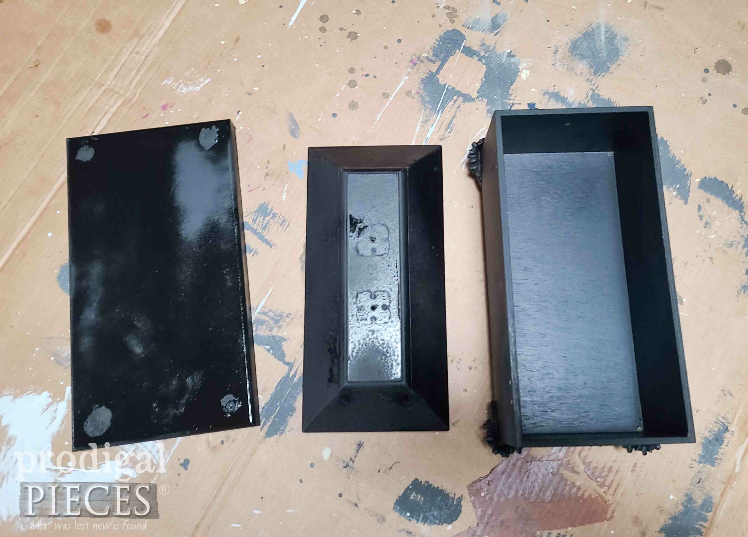 Black Spray-Painted Box | prodigalpieces.com #prodigalpieces