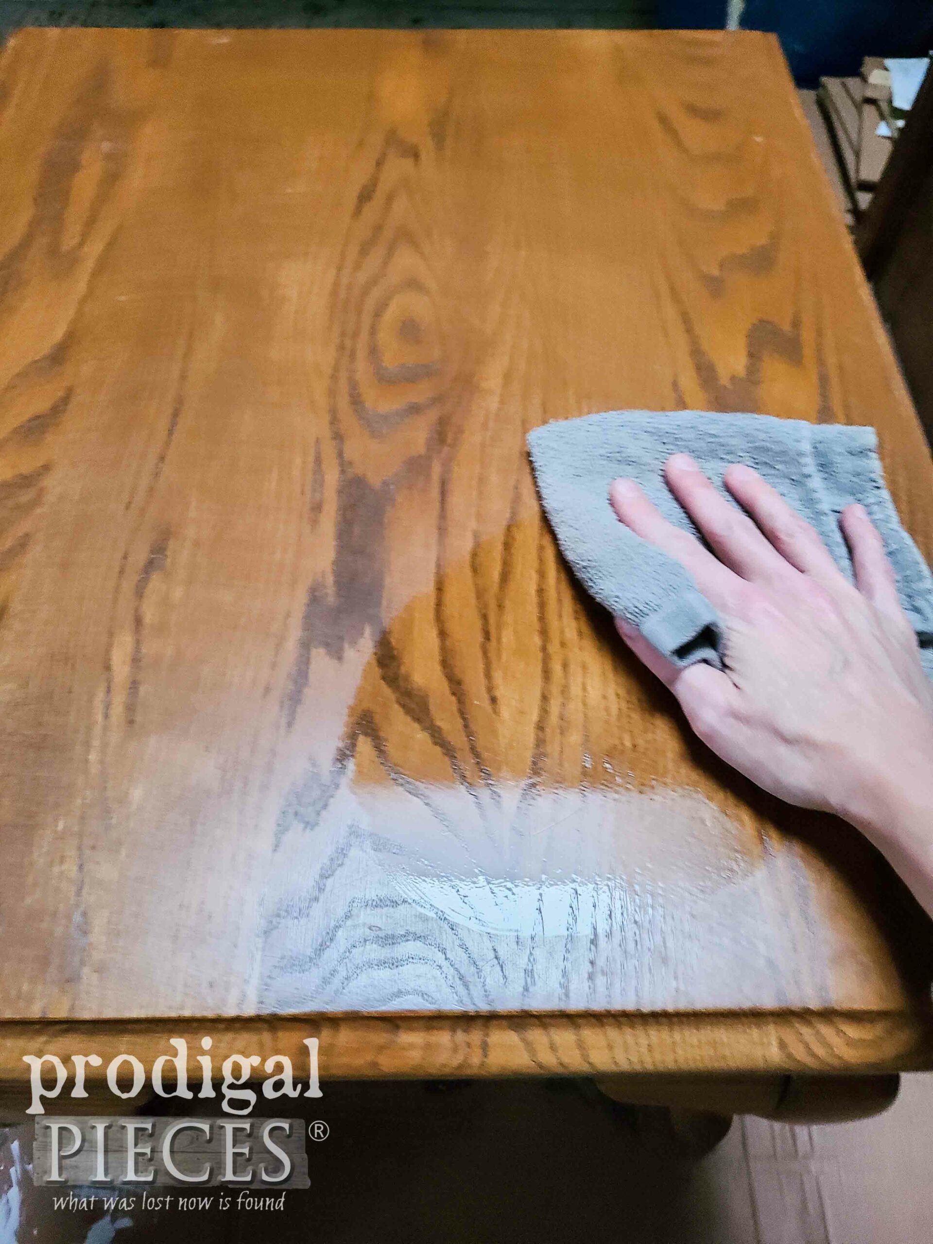Cleaning Queen Anne Side Table Top | prodigalpieces.com #prodigalpieces