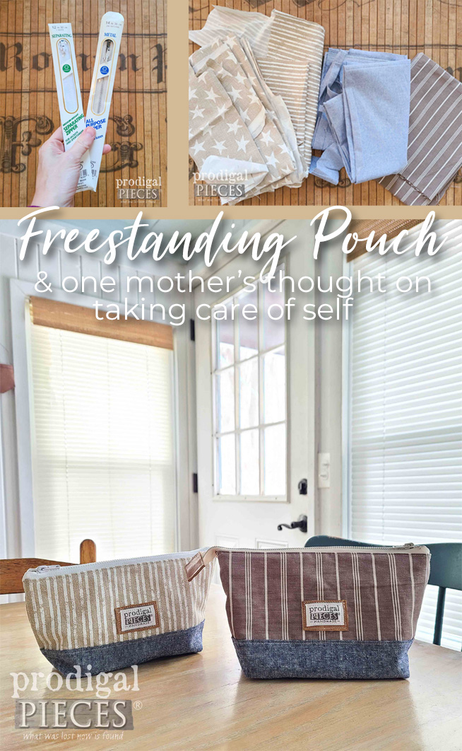 Make a DIY freestanding pouch for you and a friend that needs some self-care and love by Larissa of Prodigal Pieces | prodigalpieces.com #prodigalpieces