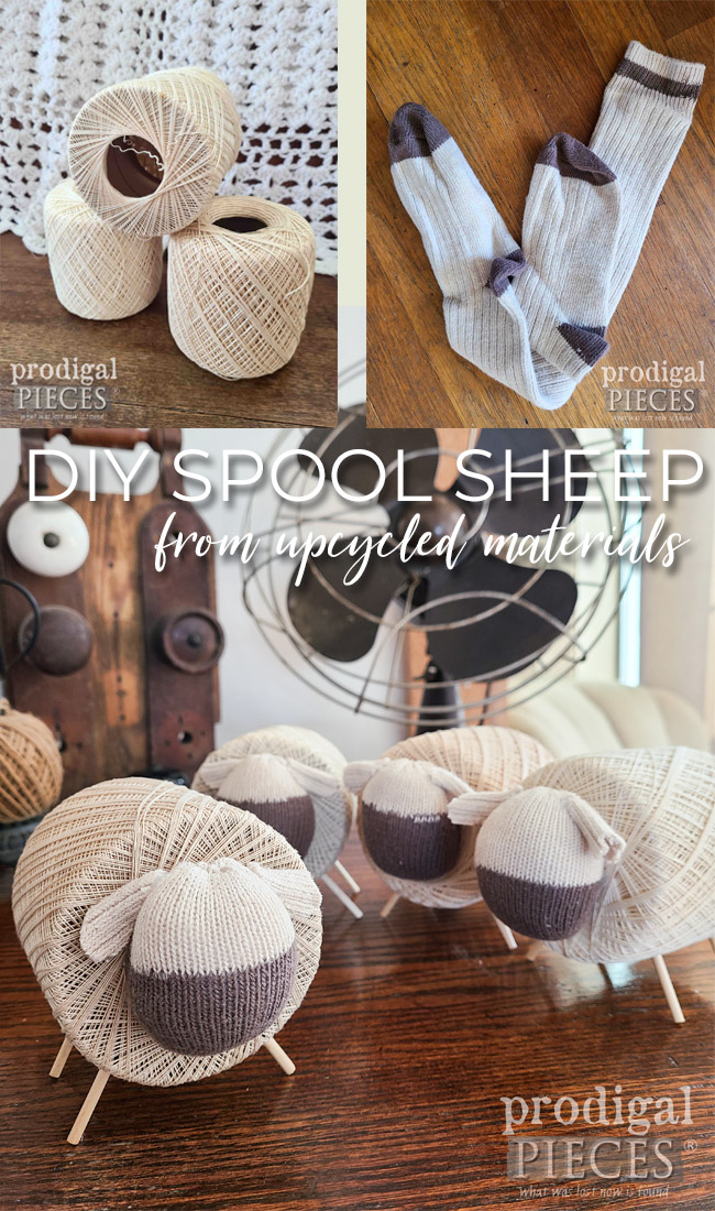Ewe are going to love these adorable DIY spool sheep created with upcycled materials with this tutorial by Larissa of Prodigal Pieces | prodigalpieces.com #prodigalpieces