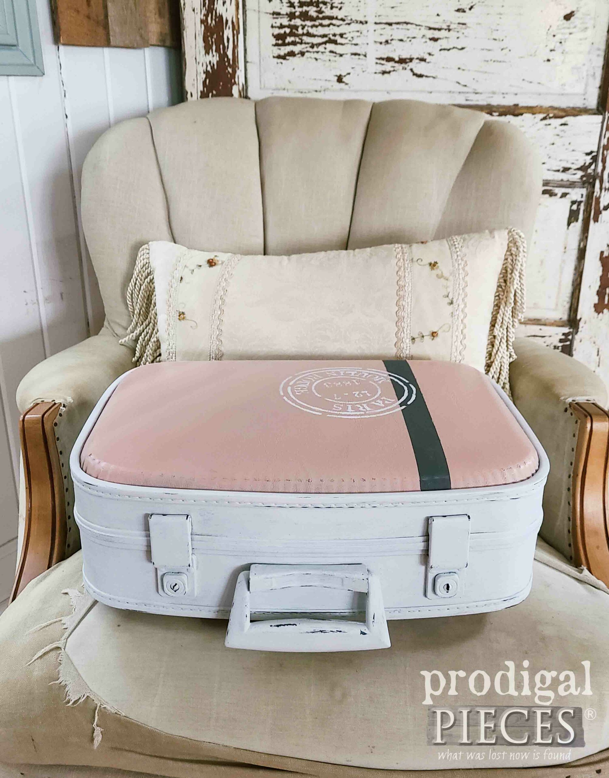 Pink and White Vintage Suitcase by Larissa of Prodigal Pieces | prodigalpieces.com #prodigalpieces