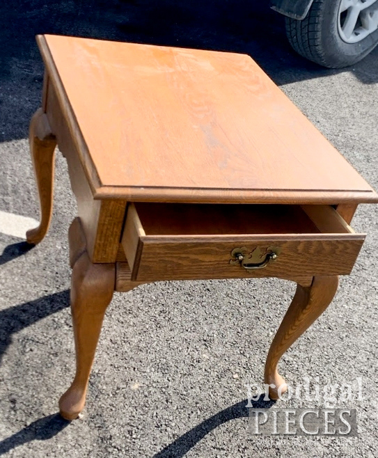 Queen Anne Side Table Before Makeover | prodigalpieces.com #prodigalpieces
