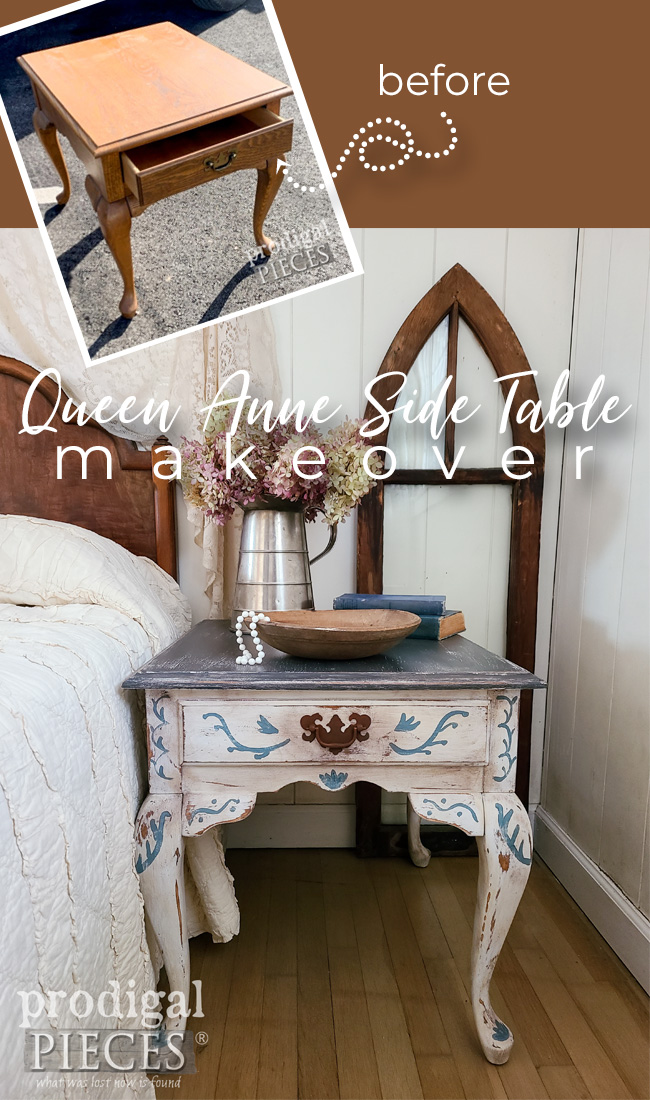 A Thrifted Queen Anne Side Table is Given a Grunge Boho Makeover by Larissa of Prodigal Pieces | prodigalpieces.com #prodigalpieces