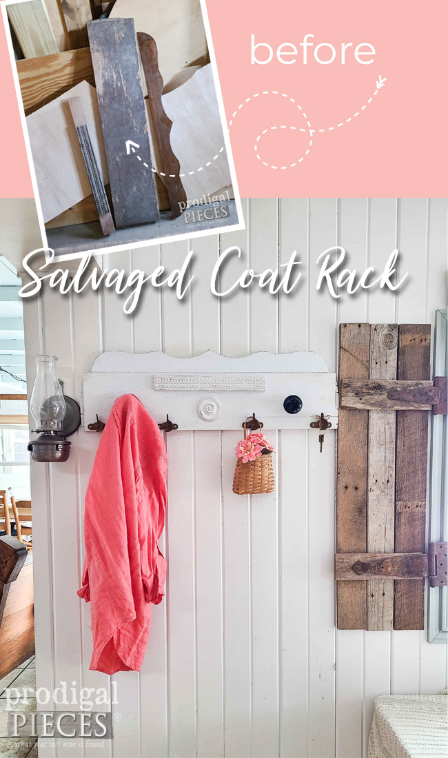 Created a salvaged coat rack from misfit pieces found curbside by Larissa of Prodigal Pieces | prodigalpieces.com #prodigalpieces #trashure