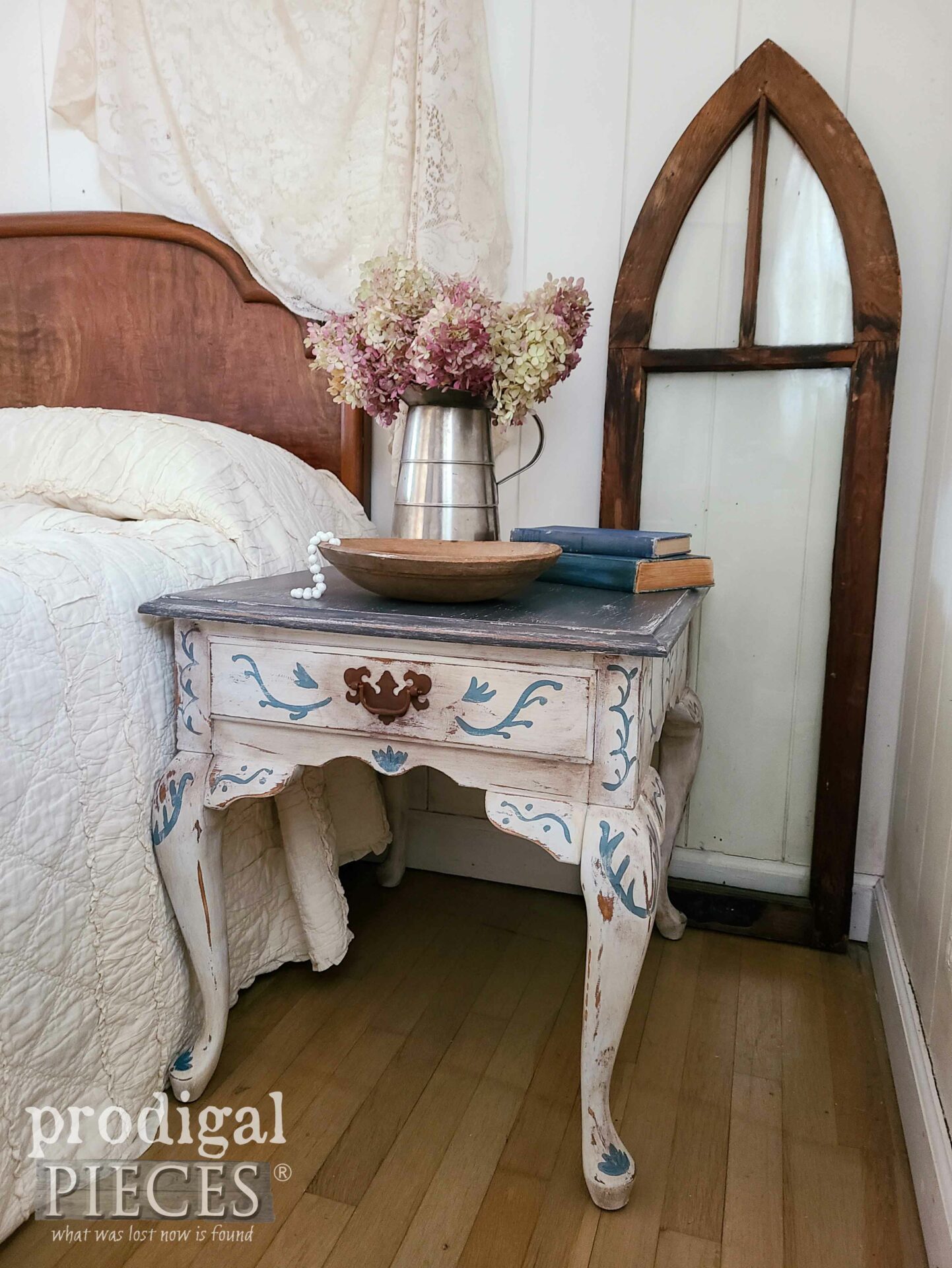 Side View of Grunge Boho Side Table Nightstand by Larissa of Prodigal Pieces | prodigalpieces.com #prodigalpieces