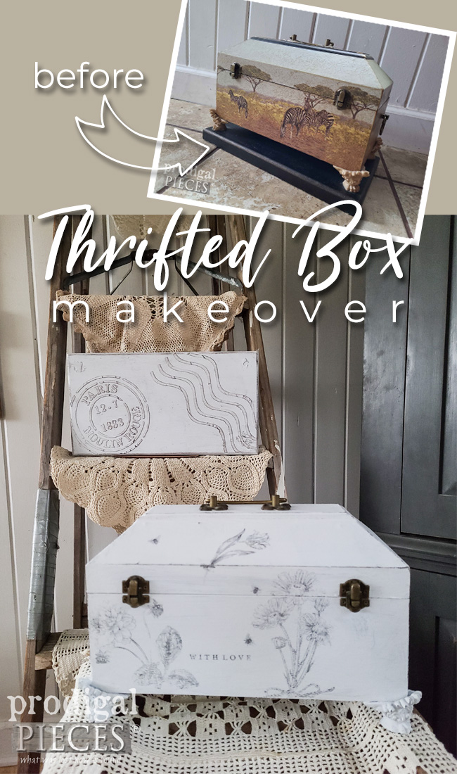 This thrifted box makeover takes it from gawdy to vintage chic. Come take a peek! by Larissa of Prodigal Pieces | prodigalpieces.com #prodigalpieces