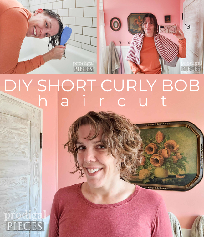 Create body and flowing layers with a DIY Short Curly Bob Haircut with this tutorial from Larissa of Prodigal Pieces | prodigalpieces.com #prodigalpieces