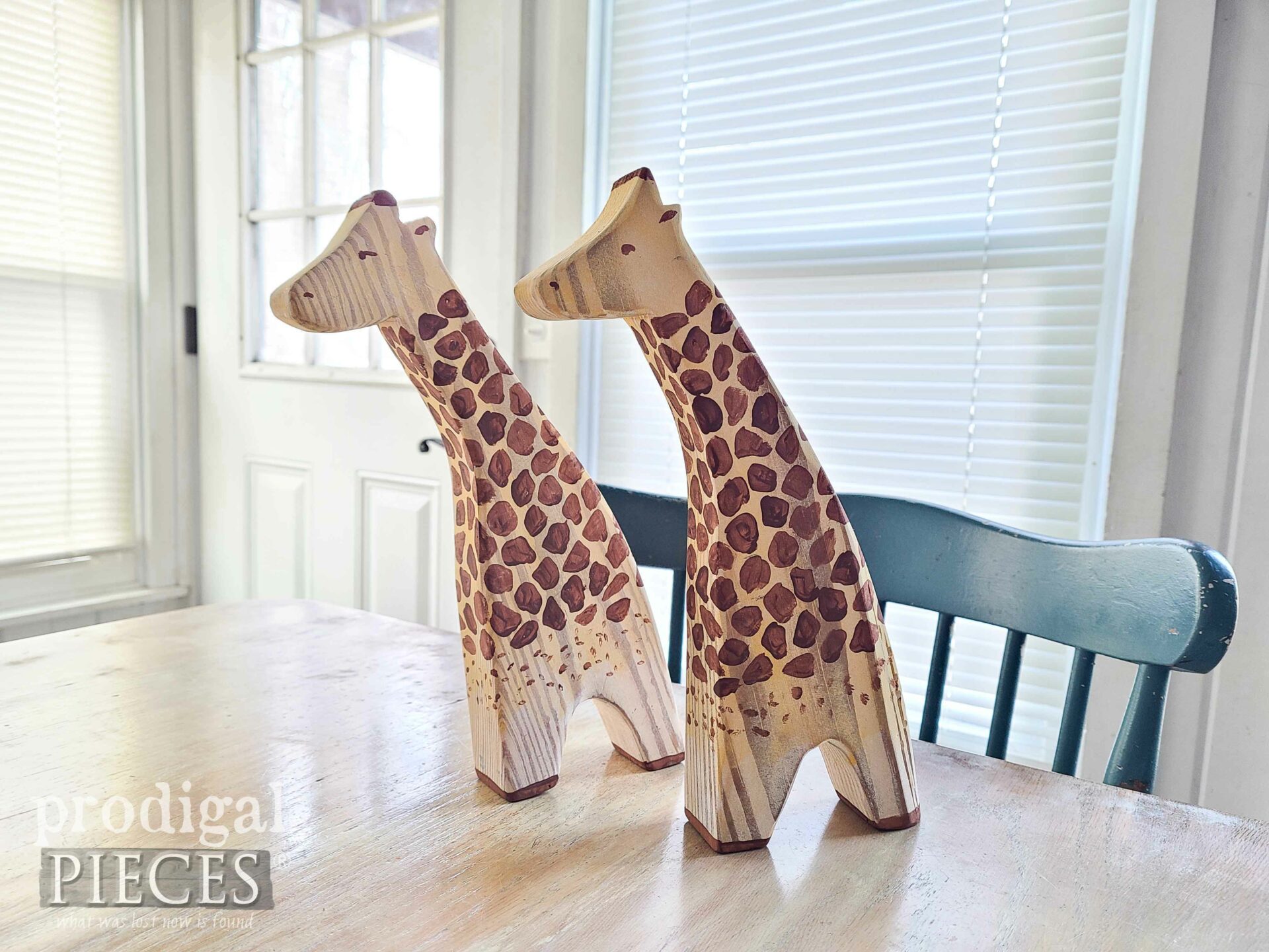Handmade Wooden Giraffes from an Upcycled Table by Larissa of Prodigal Pieces | prodigalpieces.com #prodigalpieces