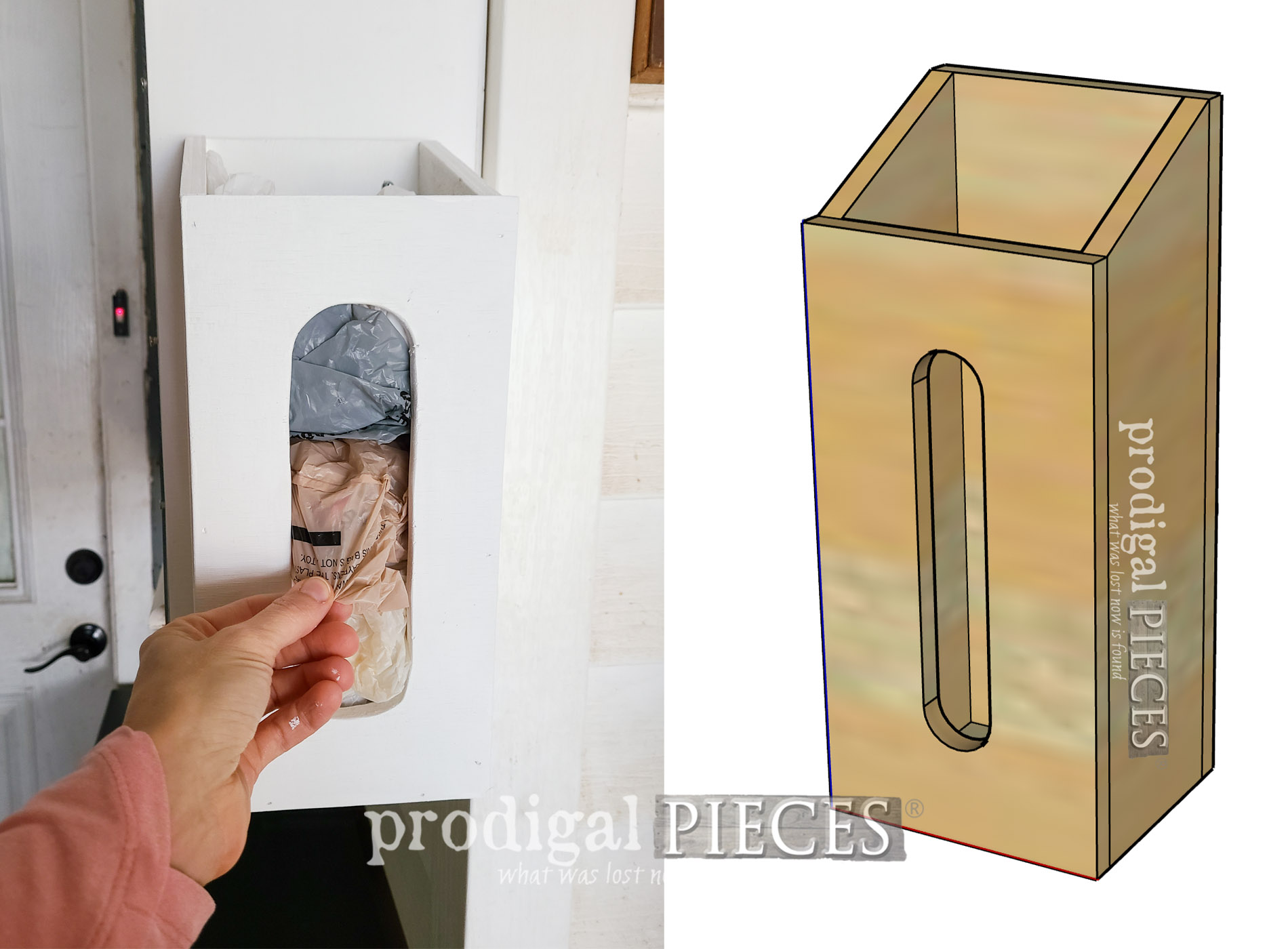 Featured Plastic Grocery Bag Holder with Free Build Plans by Larissa of Prodigal Pieces | prodigalpieces.com #prodigalpieces