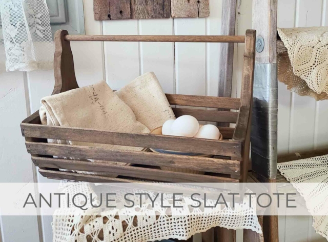 Showcase of Antique Style Slat Tote Makeover by Larissa of Prodigal Pieces | prodigalpieces.com #prodigalpieces