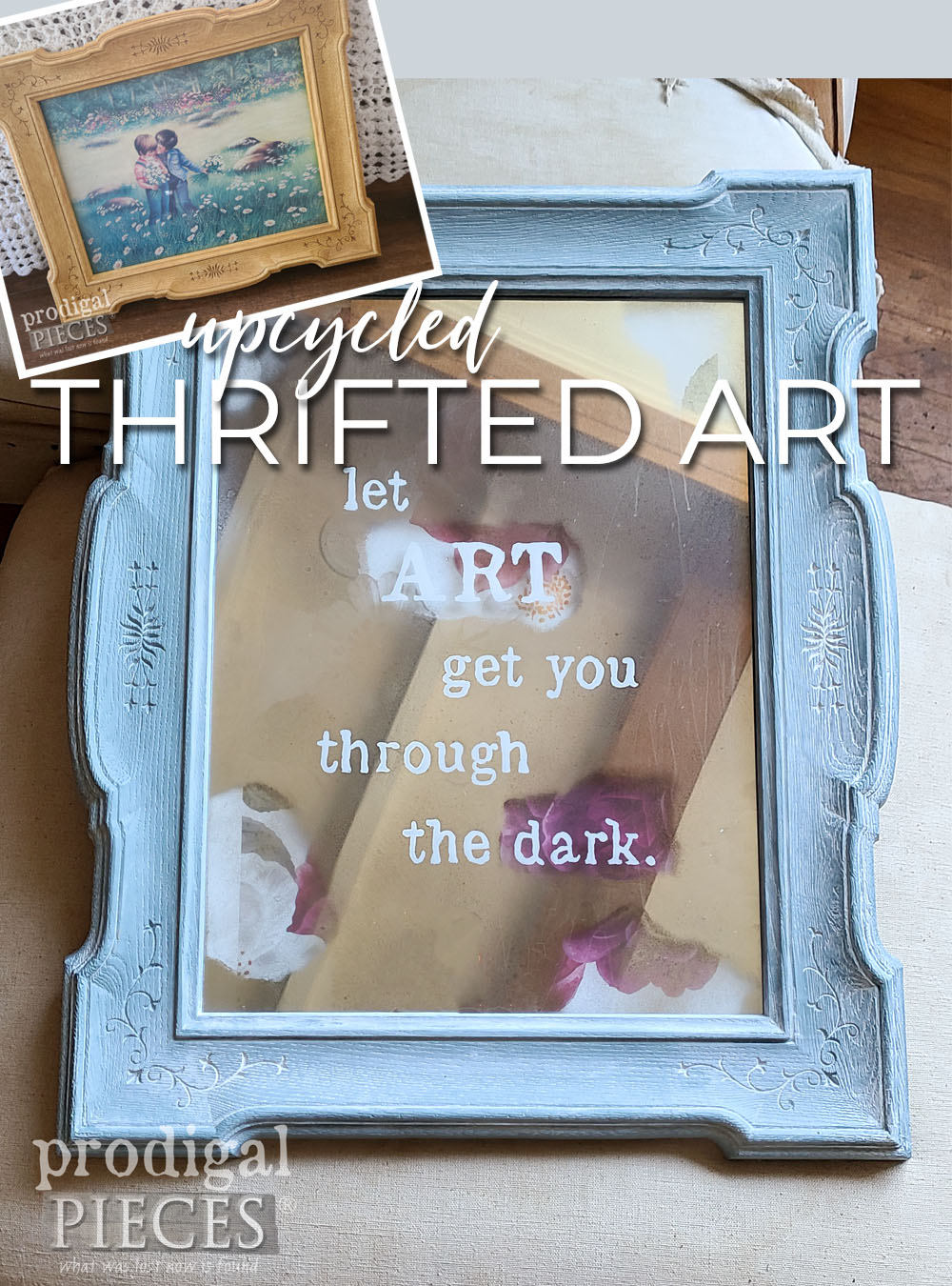 Upcycled Thrifted Art giving light to those fighting depression and anxiety by Larissa of Prodigal Pieces | prodigalpieces.com #prodigalpieces