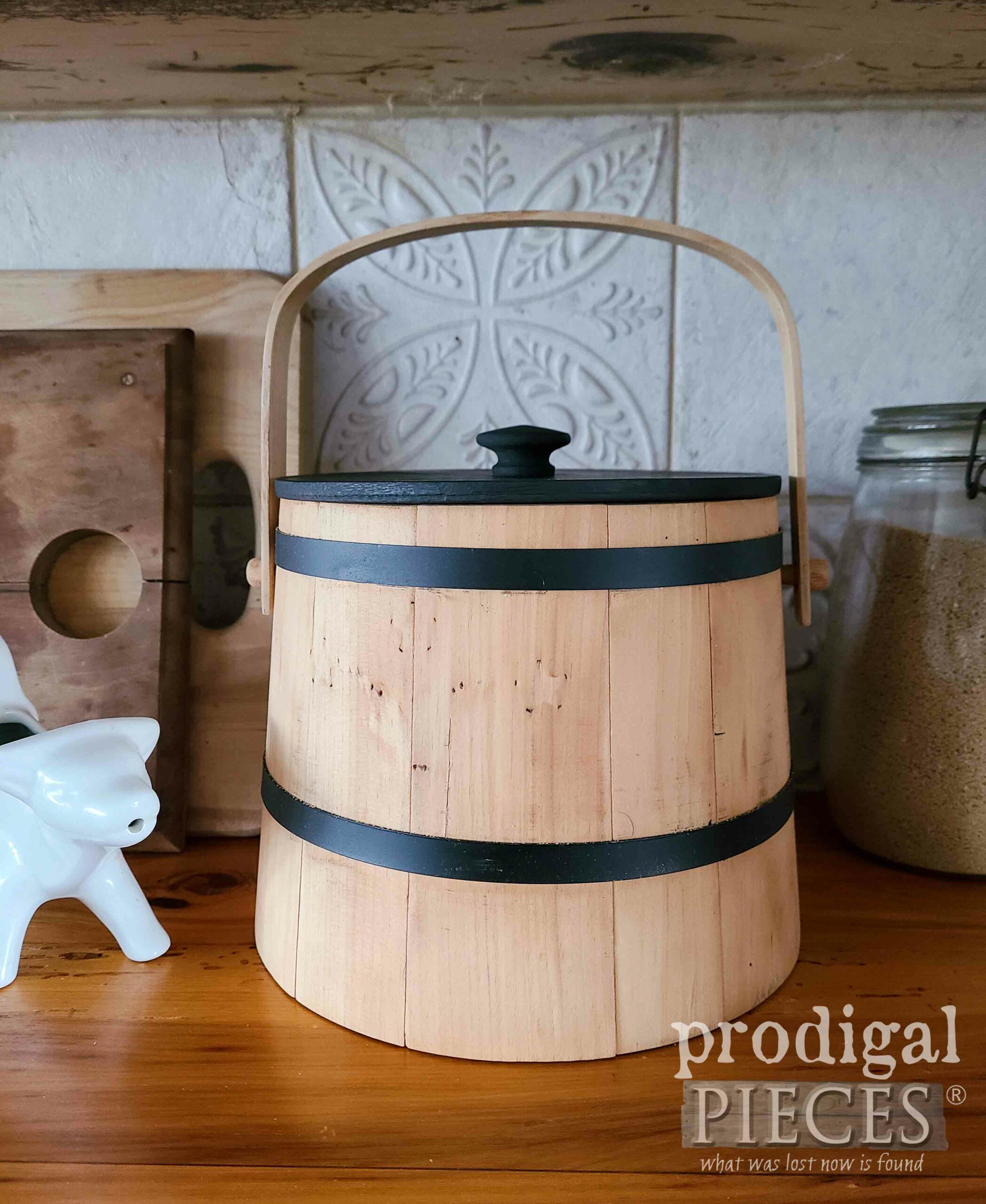 Black and Wood Cookie Jar by Larissa of Prodigal Pieces | prodigalpieces.com #prodigalpieces Black and Wood Cookie Jar by Larissa of Prodigal Pieces | prodigalpieces.com #prodigalpieces