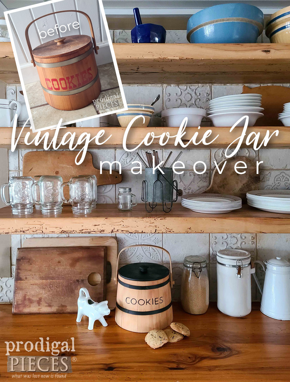 A vintage cookie jar or barrel gets a fresh, modern look when Larissa of Prodigal Pieces brings it home. See it at prodigalpieces.com #prodigalpieces A vintage cookie jar or barrel gets a fresh, modern look when Larissa of Prodigal Pieces brings it home. See it at prodigalpieces.com #prodigalpieces