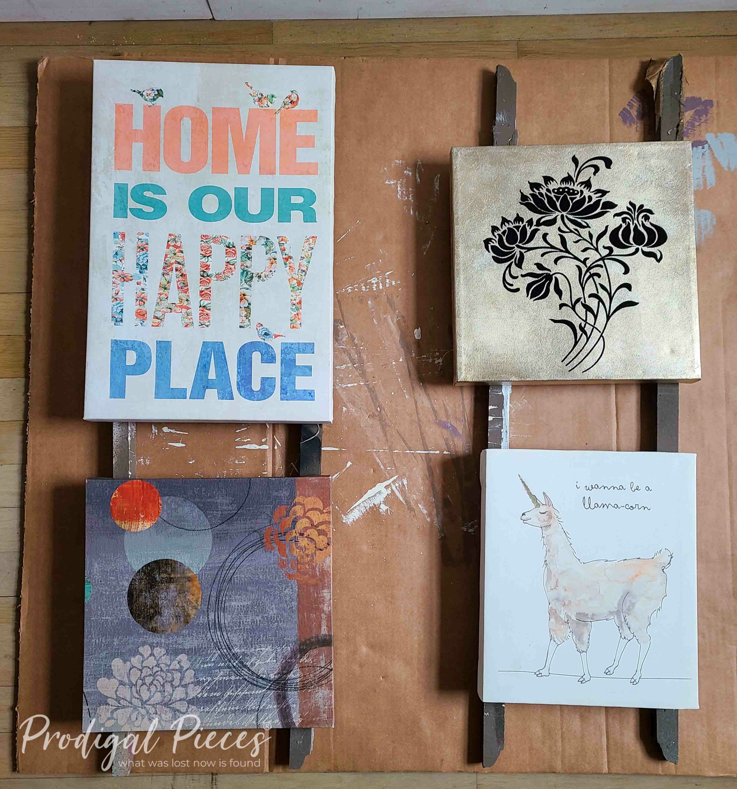 Assortment of Thrifted Canvases for Bedroom Makeover | prodigalpieces.com #prodigalpieces Assortment of Thrifted Canvases for Bedroom Makeover | prodigalpieces.com #prodigalpieces