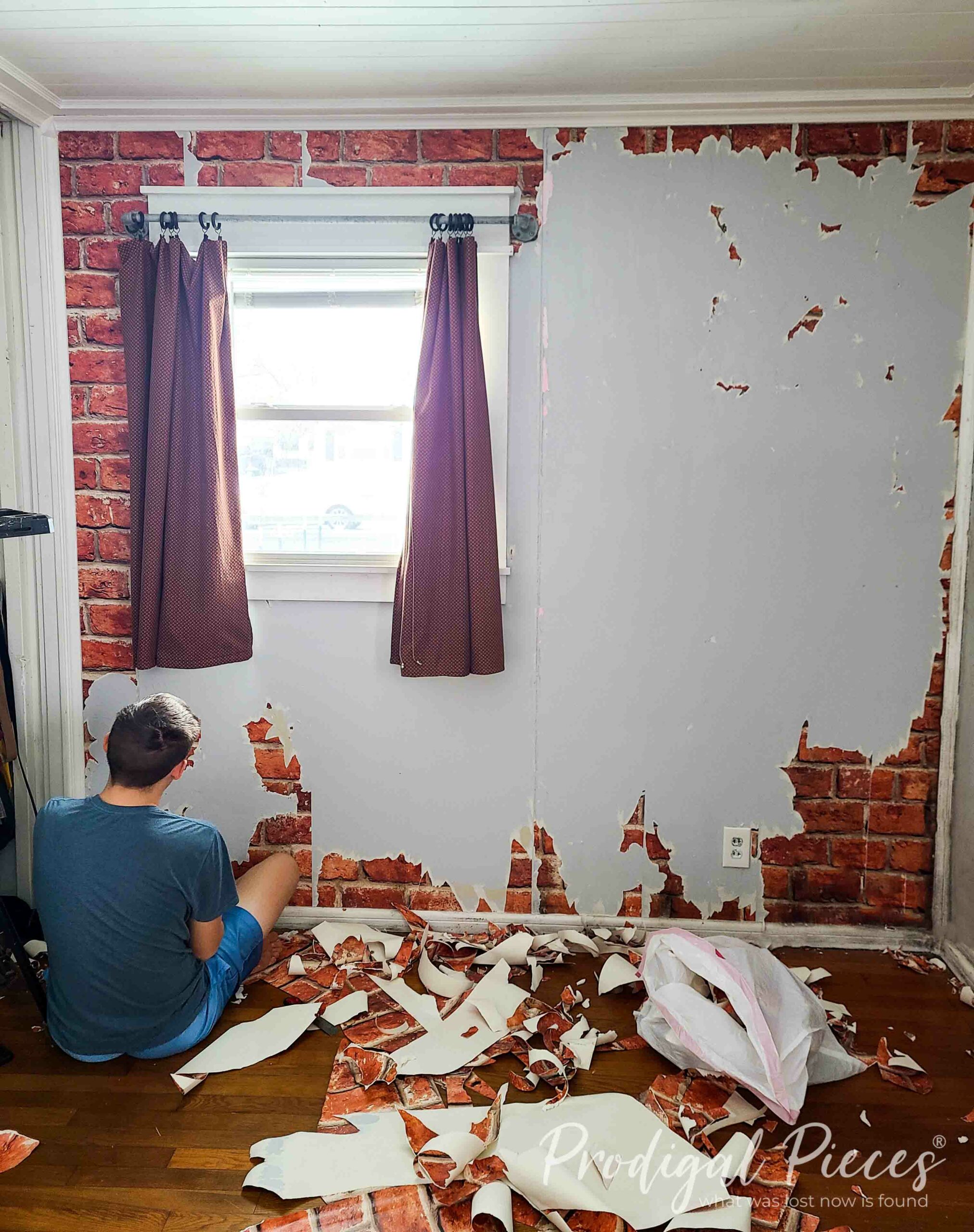 Removing Brick Wallpaper | prodigalpieces.com #prodigalpieces Removing Brick Wallpaper | prodigalpieces.com #prodigalpieces