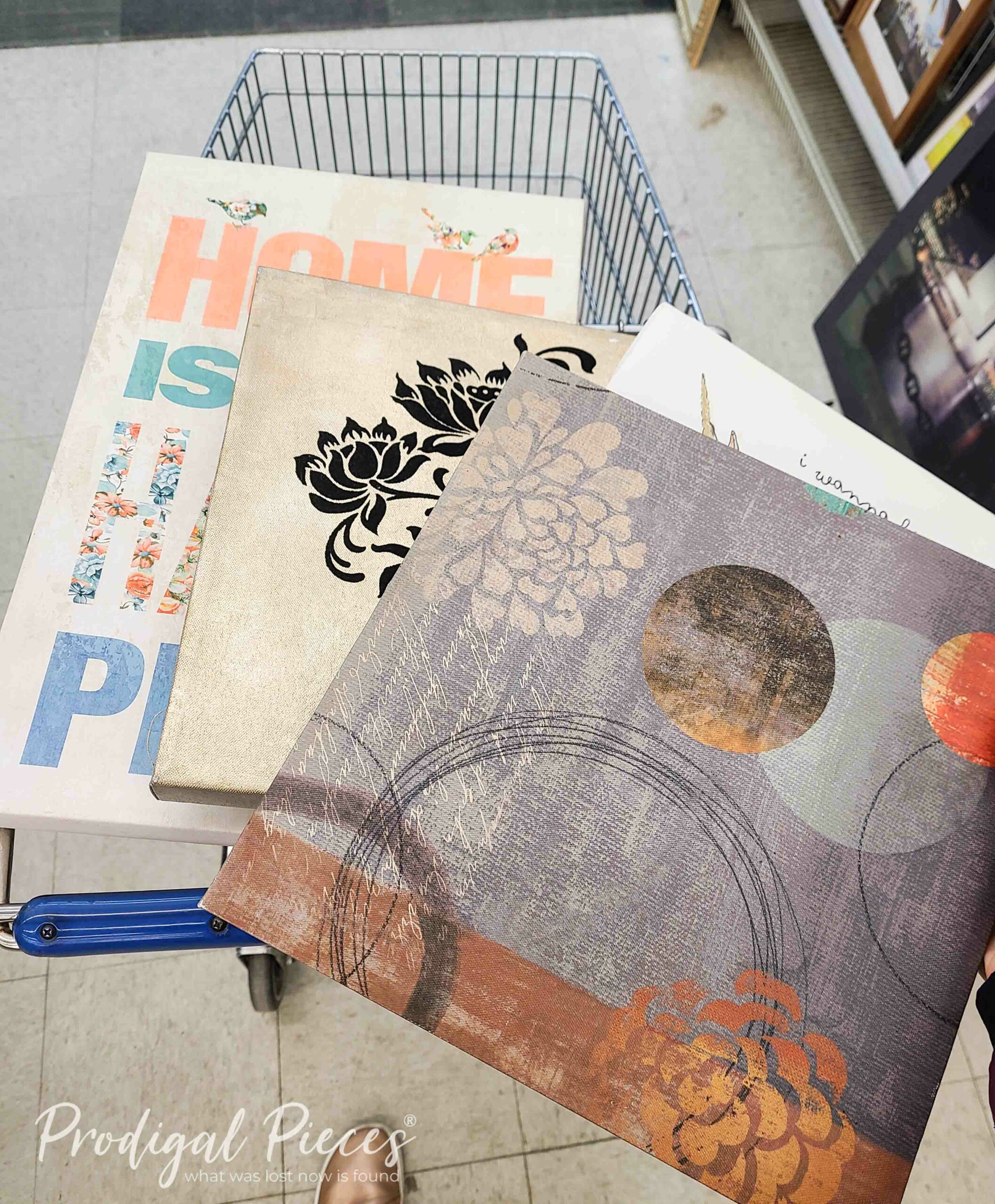 Shopping Cart with Thrifted Art | prodigalpieces.com #prodigalpieces Shopping Cart with Thrifted Art | prodigalpieces.com #prodigalpieces