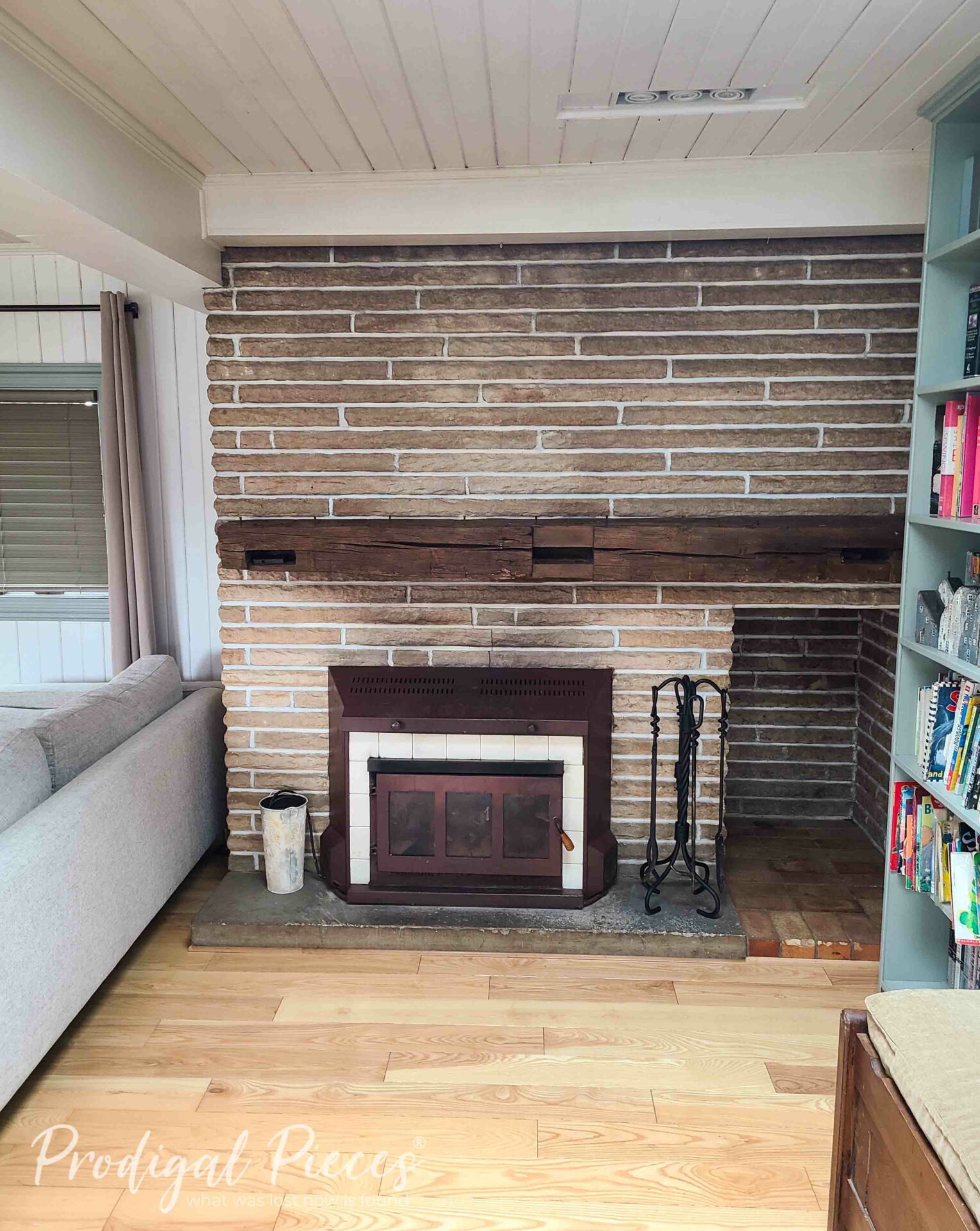 Barn Beam Fireplace in Family Room by Larissa of Prodigal Pieces | prodigalpieces.com #prodigalpieces Barn Beam Fireplace in Family Room by Larissa of Prodigal Pieces | prodigalpieces.com #prodigalpieces