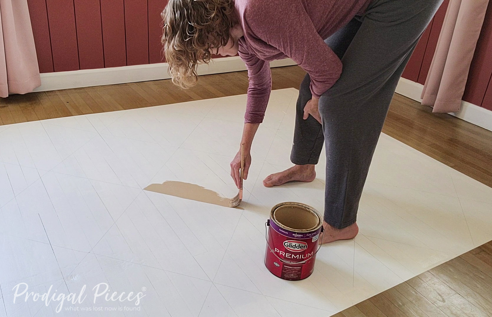 Larissa Painting Hardwood Floor in Bedroom | prodigalpieces.com #prodigalpieces Larissa Painting Hardwood Floor in Bedroom | prodigalpieces.com #prodigalpieces