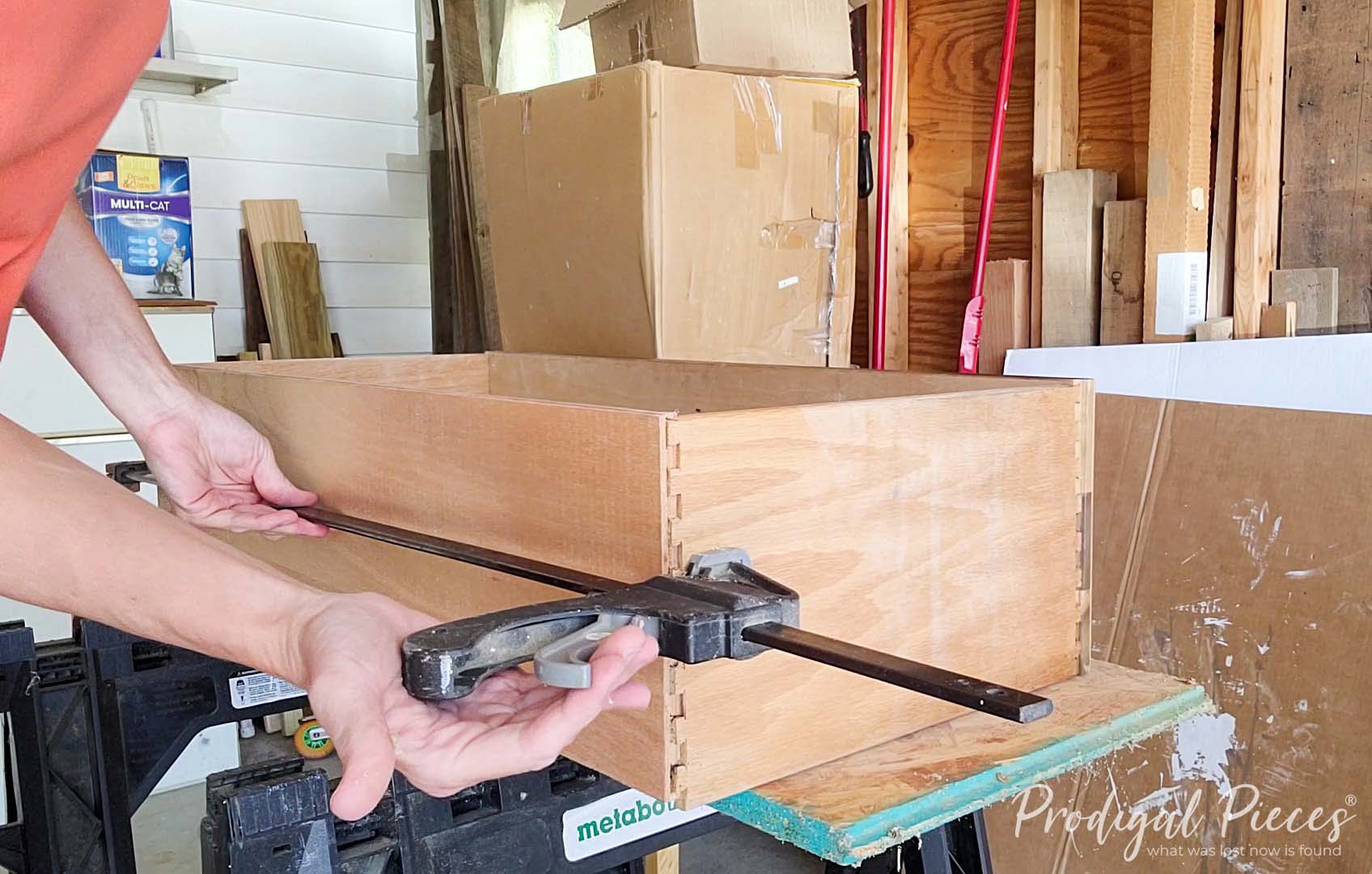 Clamping Glued Drawer for Chest of Drawers Makeover | prodigalpieces.com #prodigalpieces Clamping Glued Drawer for Chest of Drawers Makeover | prodigalpieces.com #prodigalpieces