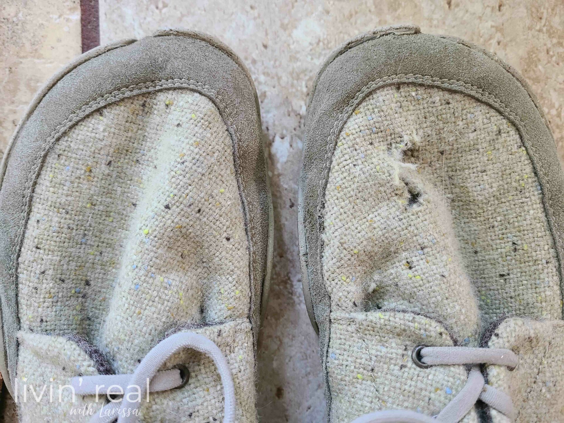 Damaged Wildling Wool Boot Before Repair | livingrealwithlarissa.com #livinrealwithlarissa Damaged Wildling Wool Boot Before Repair | livingrealwithlarissa.com #livinrealwithlarissa