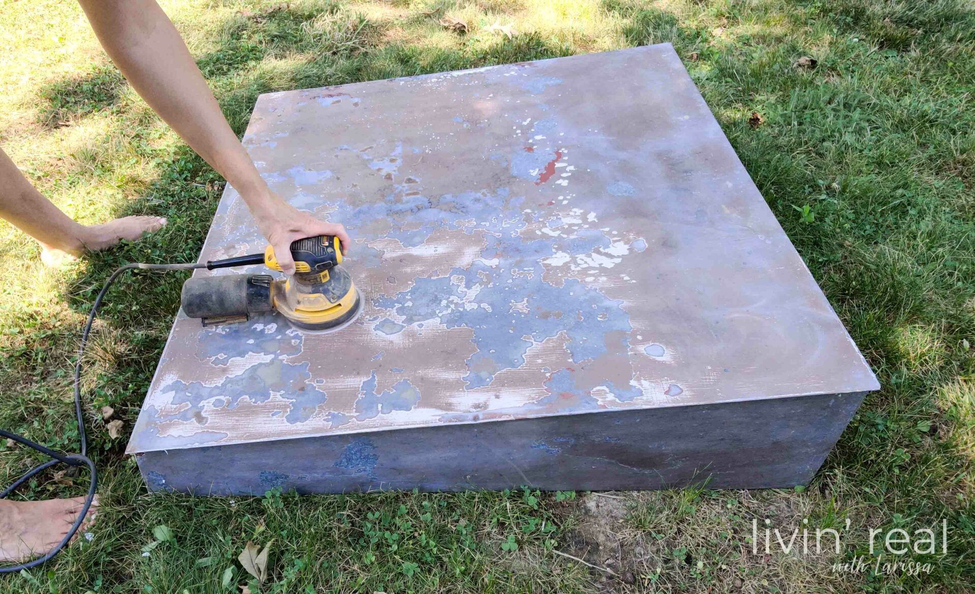 Sanding Awning Before | livinrealwithlarissa.com #livinrealwithlarissa Sanding Awning Before | livinrealwithlarissa.com #livinrealwithlarissa