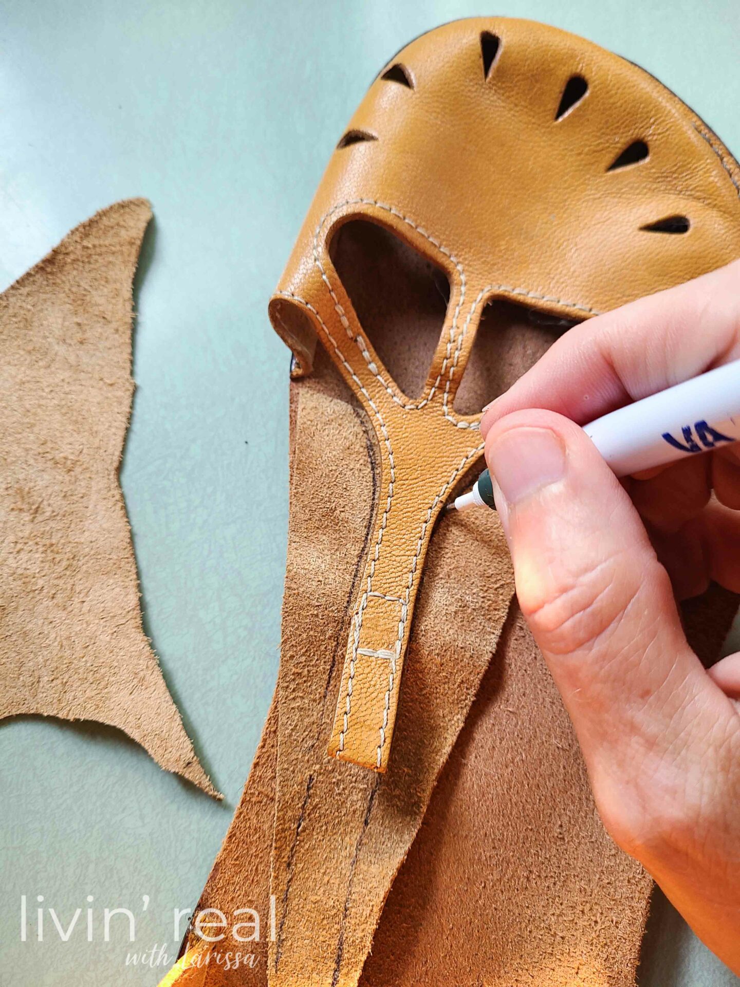 Tracing New Leather for GeaSoles Sandals | livinrealwithlarissa.com #livinrealwithlarissa Tracing New Leather for GeaSoles Sandals | livinrealwithlarissa.com #livinrealwithlarissa