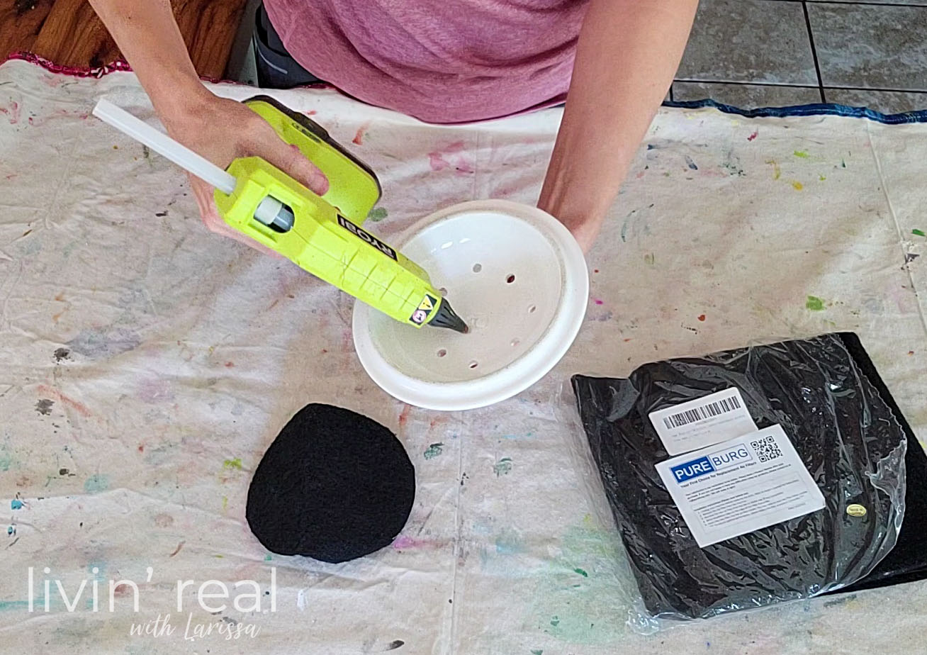 Gluing Charcoal Filter | livinrealwithlarissa.com #livinrealwithlarissa Gluing Charcoal Filter | livinrealwithlarissa.com #livinrealwithlarissa