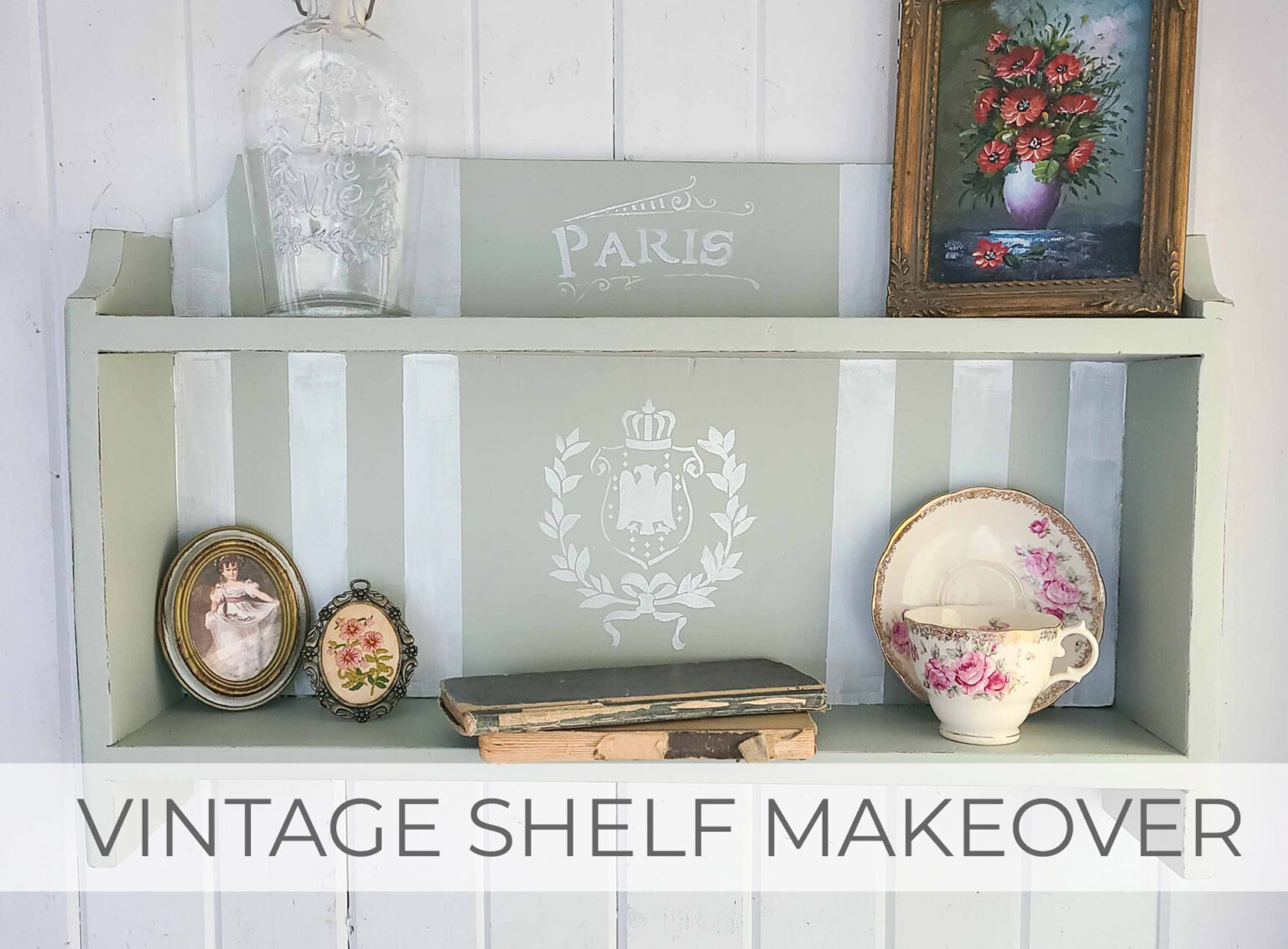 Showcase of Vintage Shelf Makeover by Livin' Real with Larissa | livinrealwithlarissa.com #livinrealwithlarissa