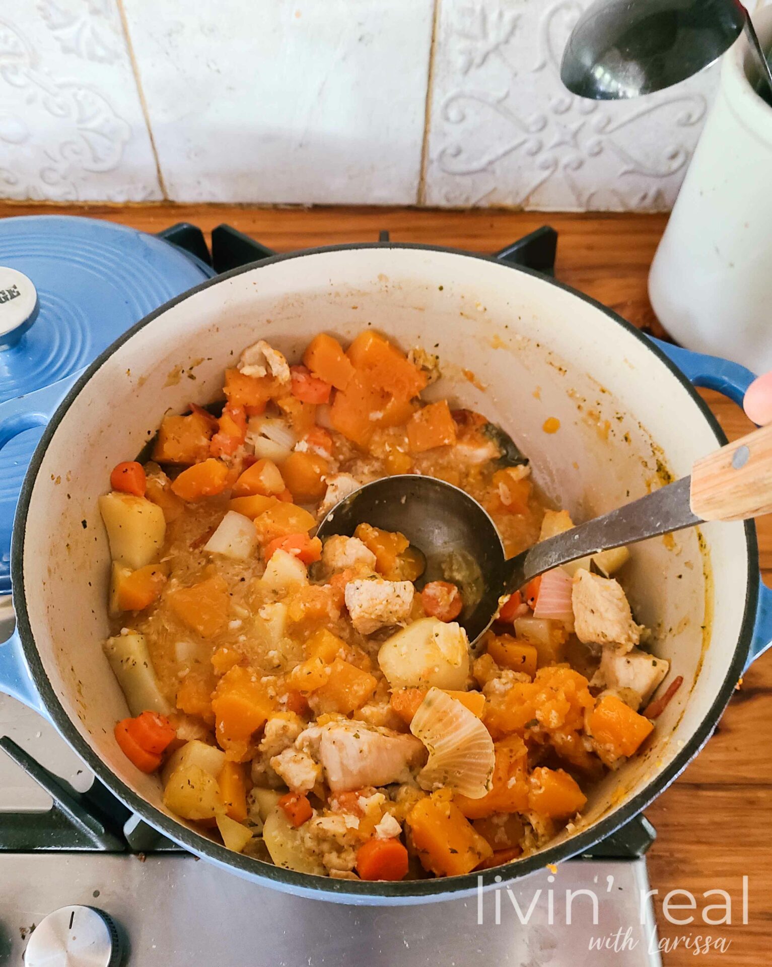 Cooking Hearty Chicken Stew with Recipe by Livin' Real with Larissa | livinrealwithlarissa.com #livinrealwithlarissa Cooking Hearty Chicken Stew with Recipe by Livin' Real with Larissa | livinrealwithlarissa.com #livinrealwithlarissa
