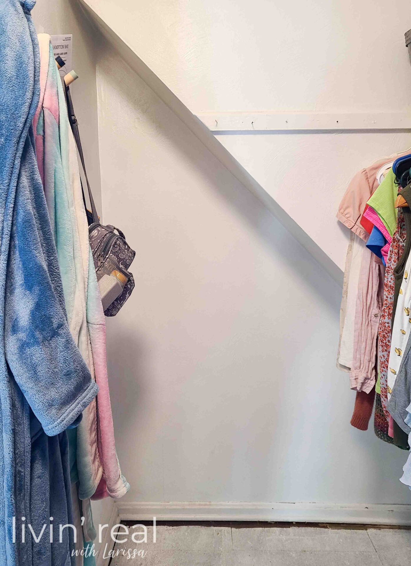 Girls' Bedroom Closet Before DIY Closet Shelving | livinrealwithlarissa.com #livinrealwithlarissa Girls' Bedroom Closet Before DIY Closet Shelving | livinrealwithlarissa.com #livinrealwithlarissa